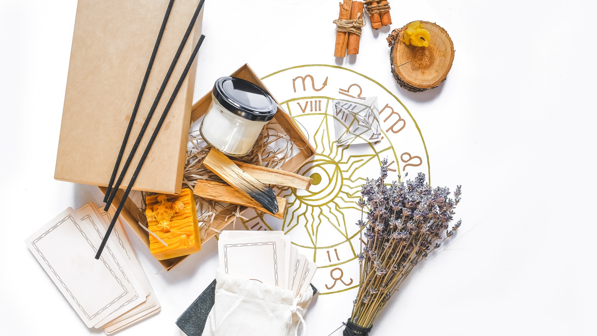 Tarot, astrology, esoteric, occult mystical ritual box gift. Self care, mental health, Palo Santo Ar